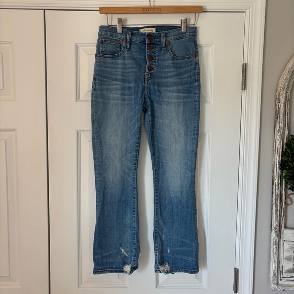 Madewell Womens Cali Demi-Boot Jeans in Bess Wash Button Front Edition 27 - Picture 8 of 14